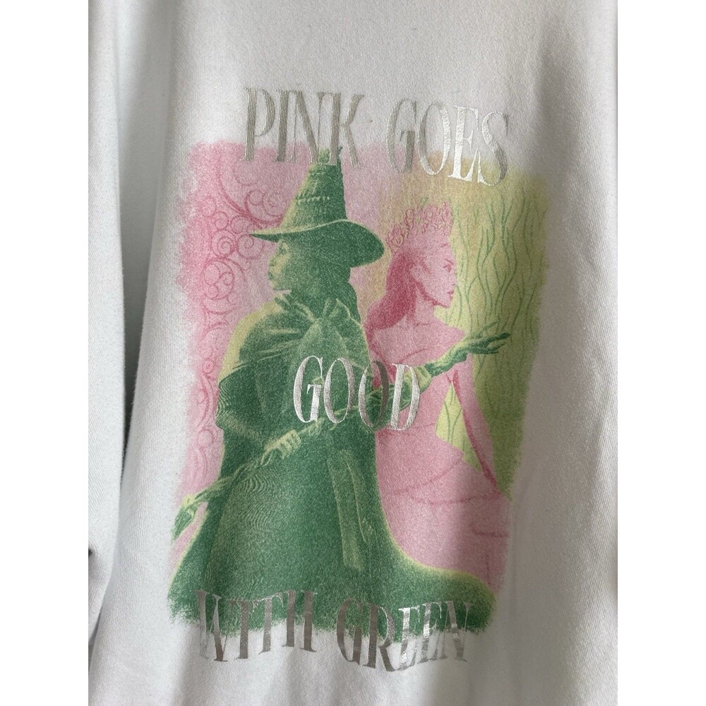 Aerie x Wicked Sweatshirt Women’s M White Pink Goes Good - Picture 8 of 8